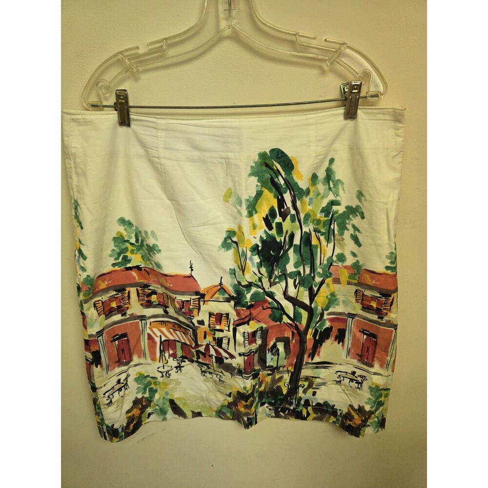 Heritage Collection by Bass Scenic Print Cotton A-Line Skirt White 16